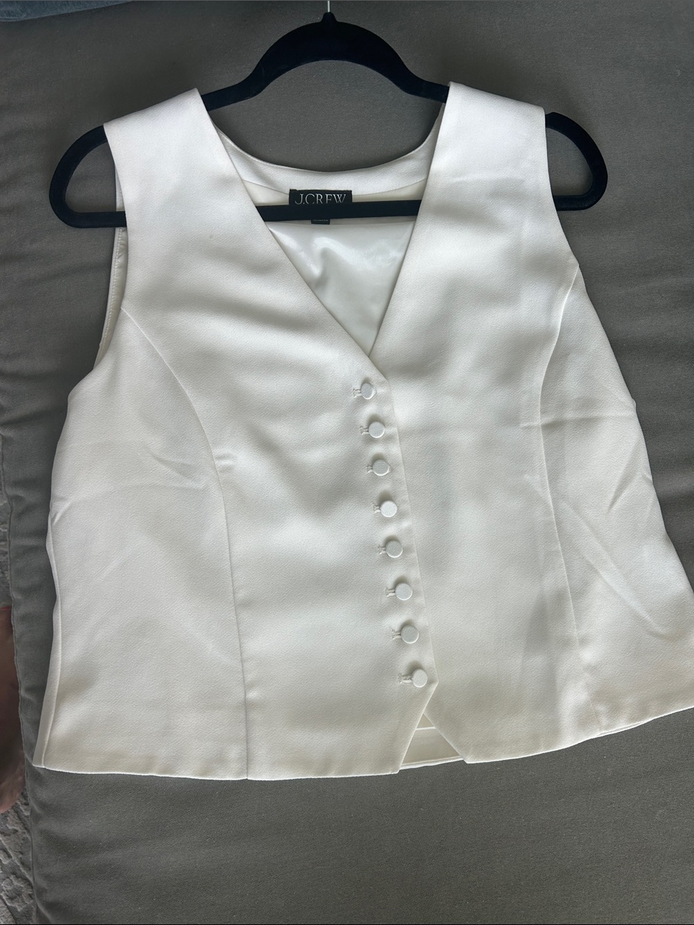 J. Crew Cream Sleeveless Button-Front V-Neck Vest